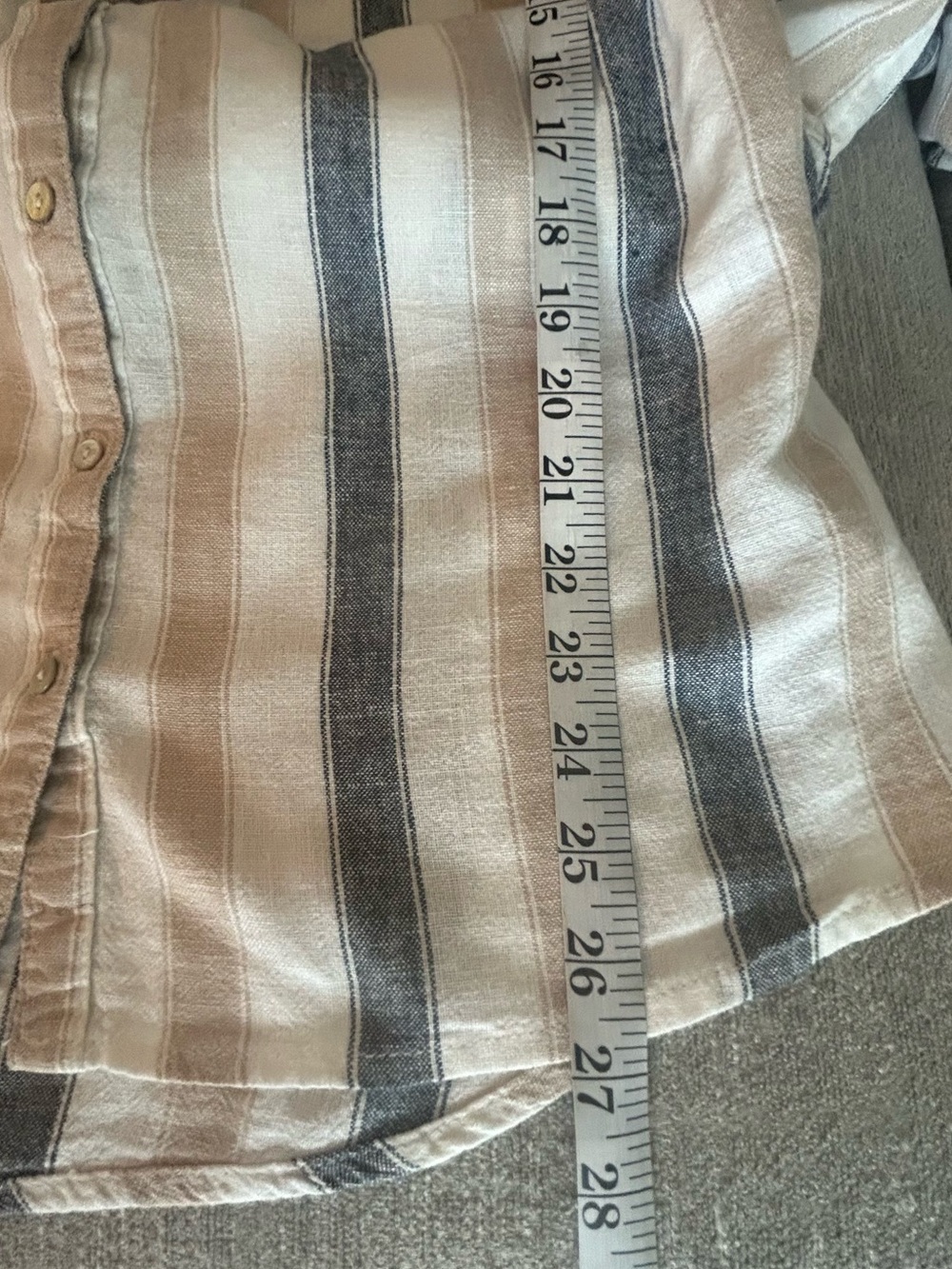 Tahari Linen Beige and Navy Striped Shirt - Picture 8 of 9